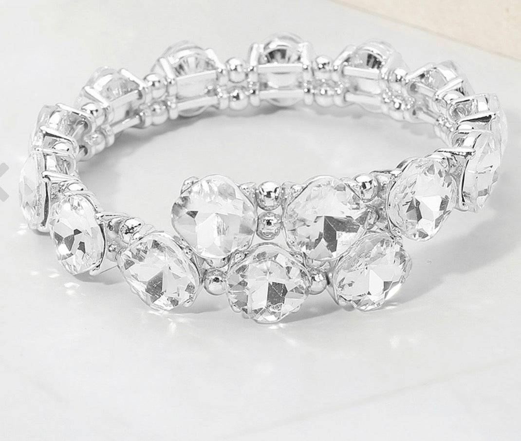 Square Stone Cluster Link Adjustable Bracelet