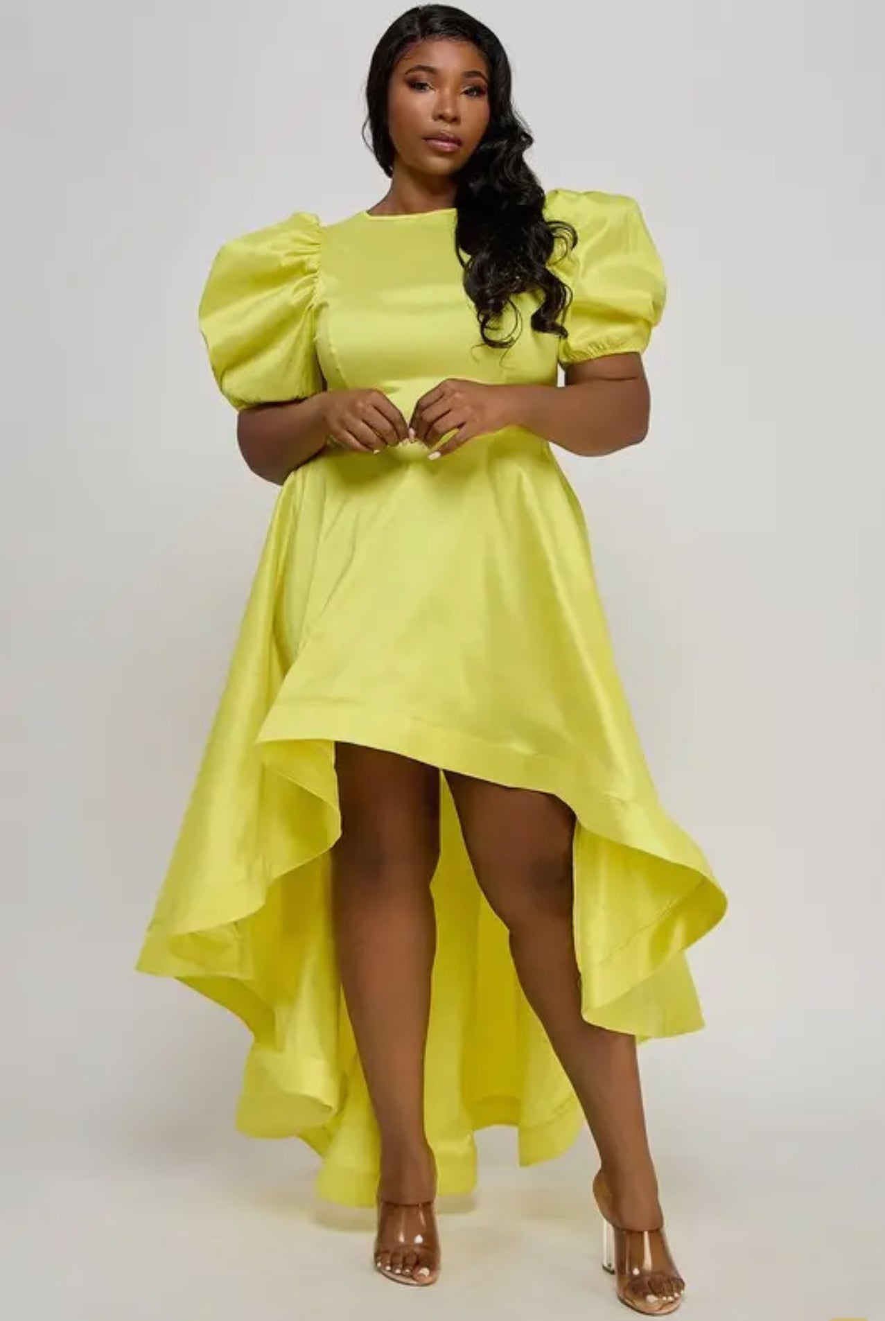 Puffer Sleeve High Low Dress Mintha's Shoe Boutique Puffer Sleeve High Low Dress Mintha's Shoe Boutique