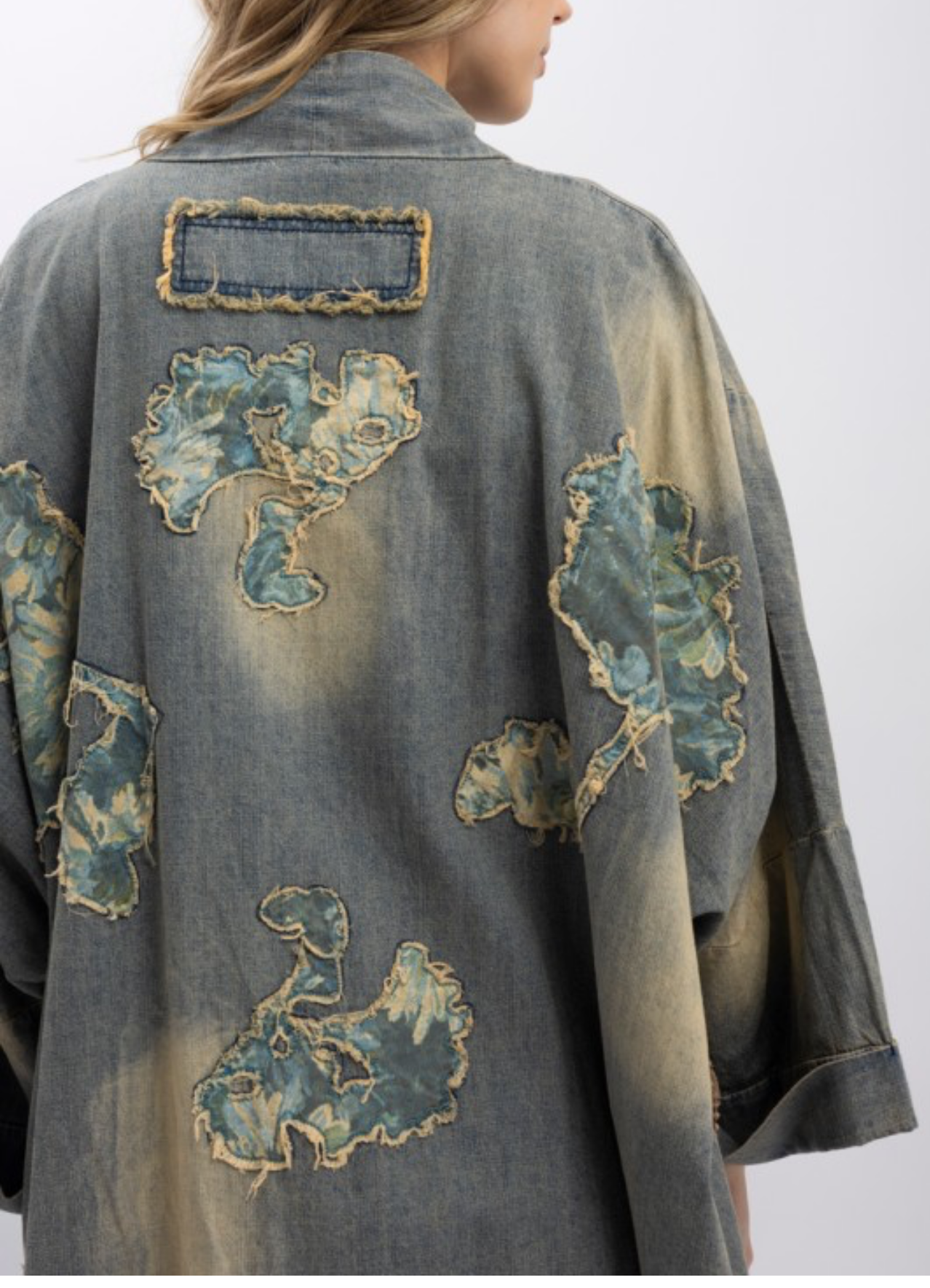 Vintage Flower Denim Oversized Kimono