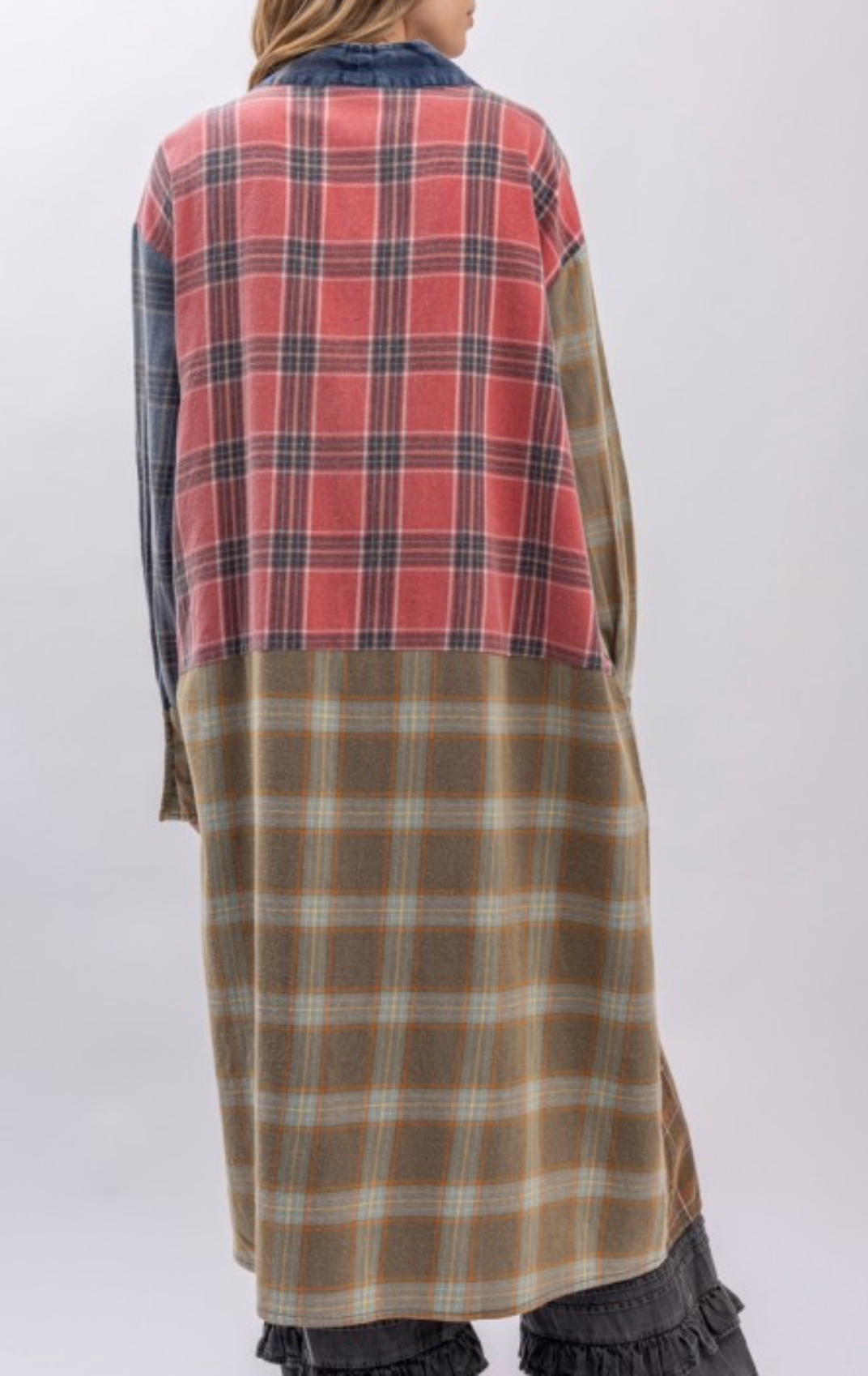 Maddie Mixture of Plaid Color Block Kimono