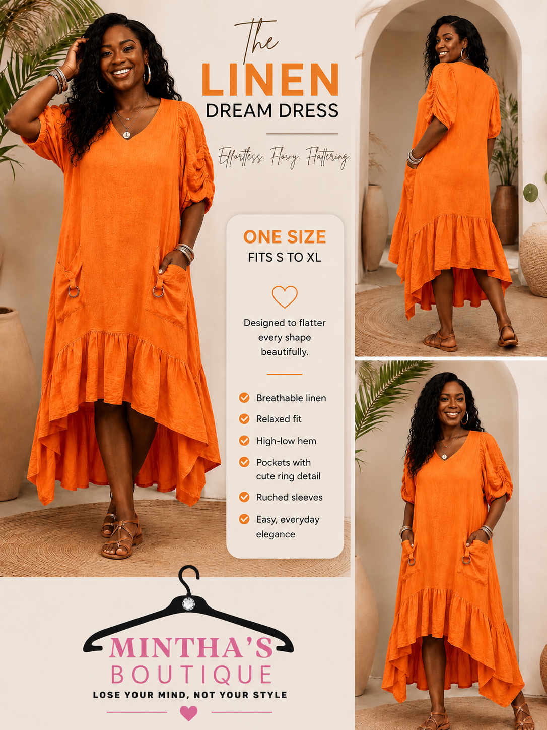 Citrus Breeze Linen Dress  Mintha's Shoe Boutique