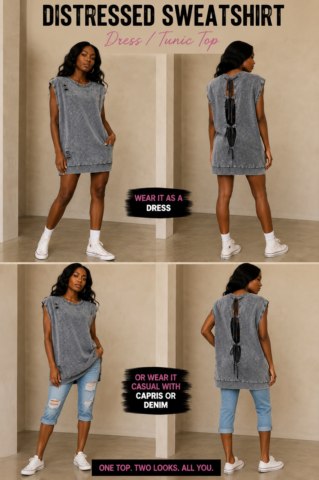 Grey Mineral Wash Sleeveless Sweatshirt