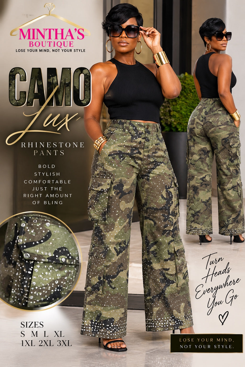 CAMO LUX RHINESTONE PANTS π€ππ€ _PRE-ORDER 10/15