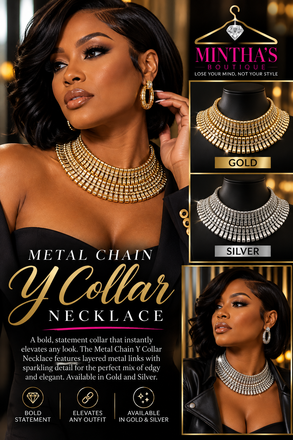 Metal Chain Y Collar ~Ships Out 11/1