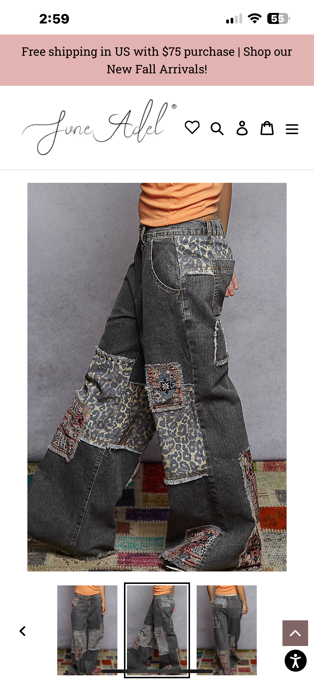 Denim Pants
Contrasting Mixed Print Patchwork