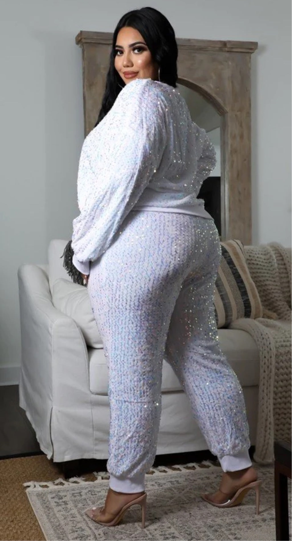 Dazzling Diva Sequence Jogger Set _White Or Black