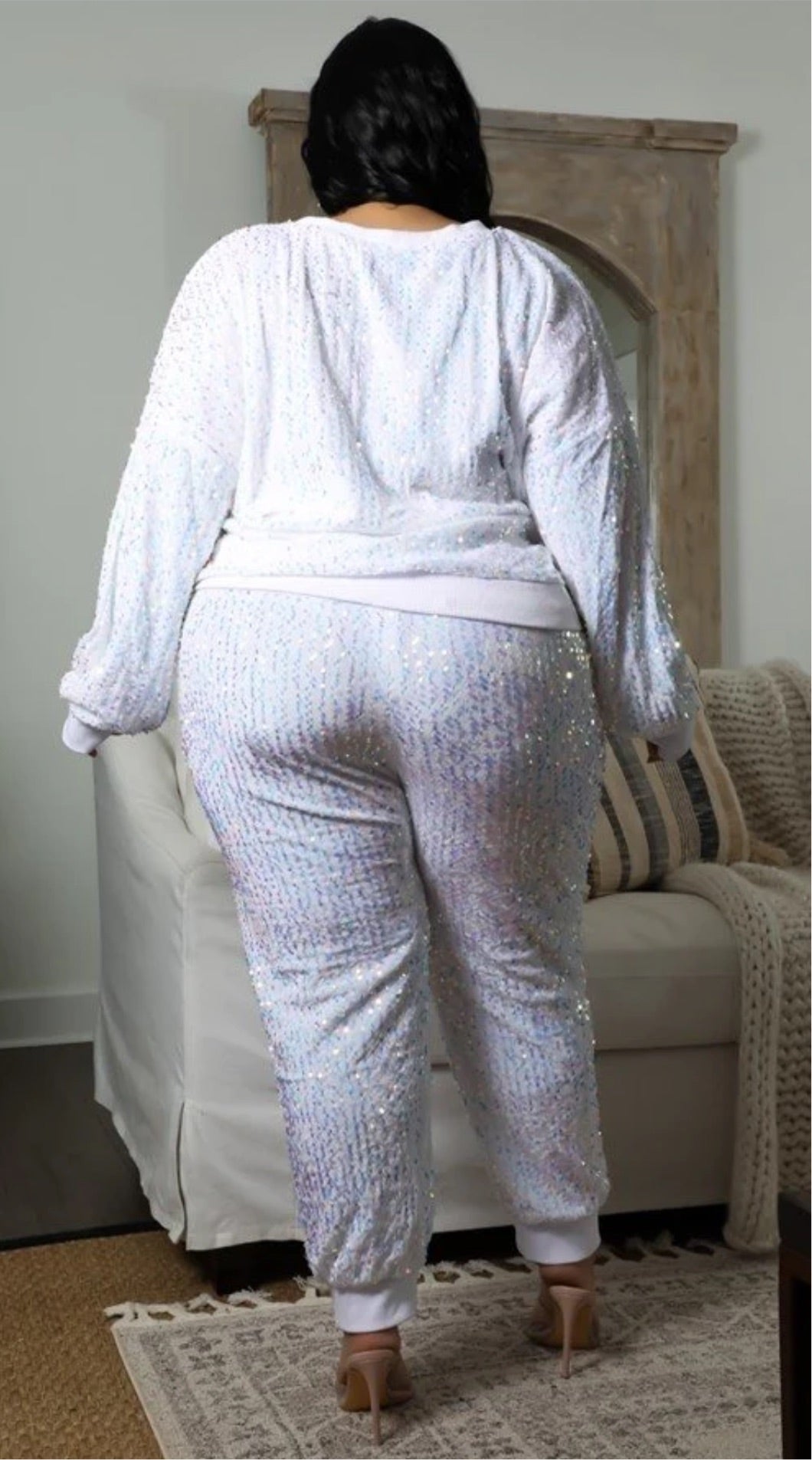 Dazzling Diva Sequence Jogger Set _White Or Black