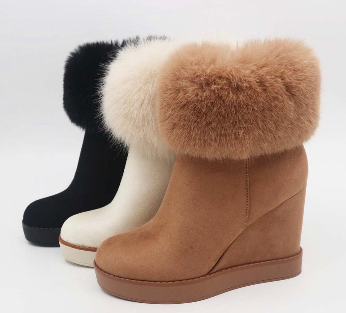 Wedge ankle 2024 boots with fur