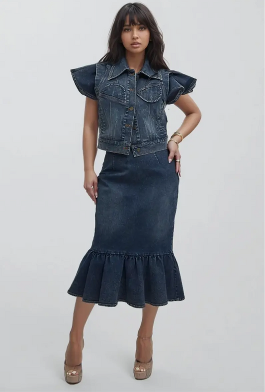 RUFFLE READY | DENIM SET