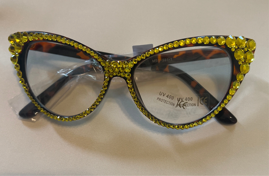 Celebrity Rhinestone Cat Clear Lens _Yellow