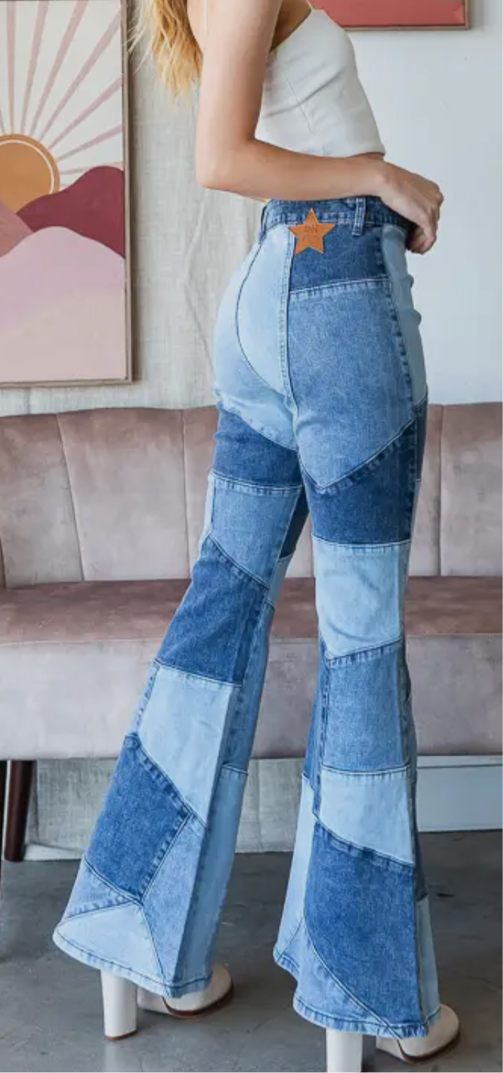 Believe The Hype High Rise Denim Flare Jeans