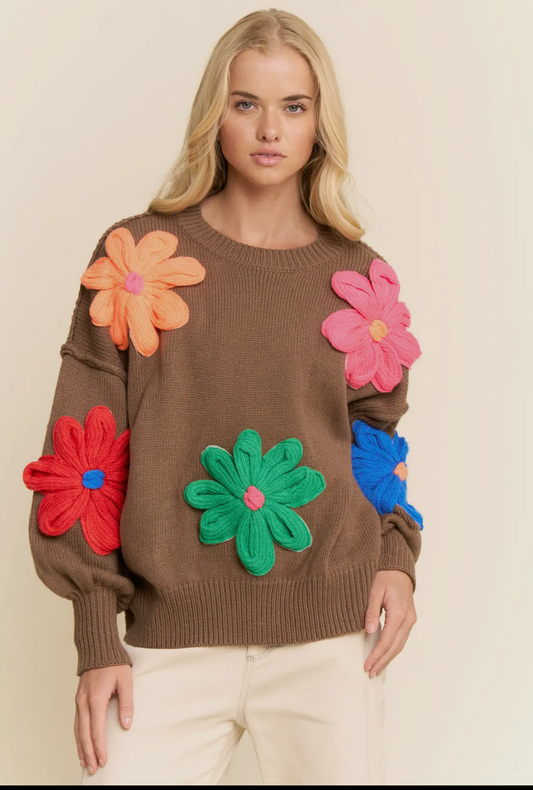 Marlo Multi Color Flower Sweater