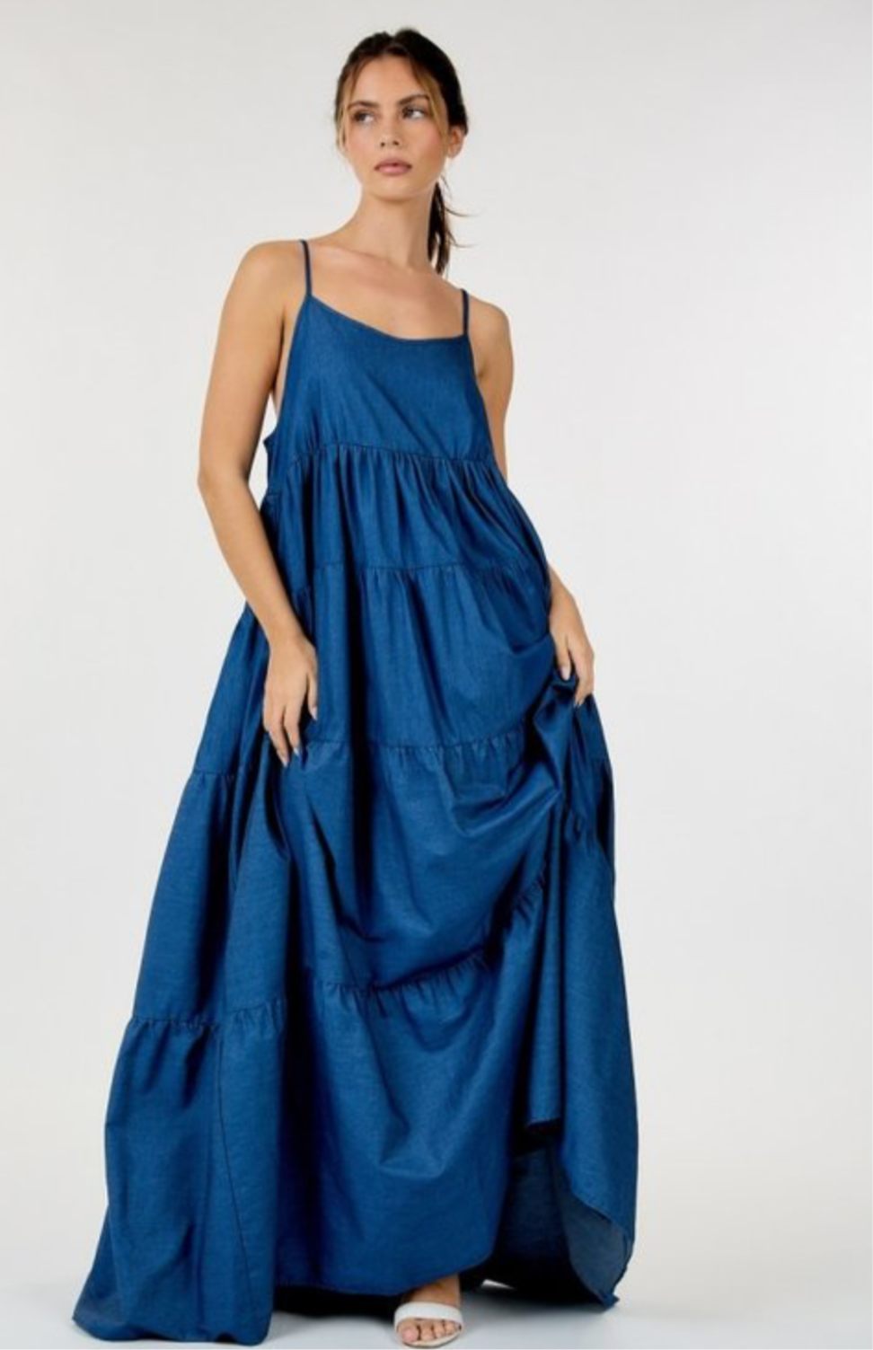 Vado Denim Blue Maxi Dress