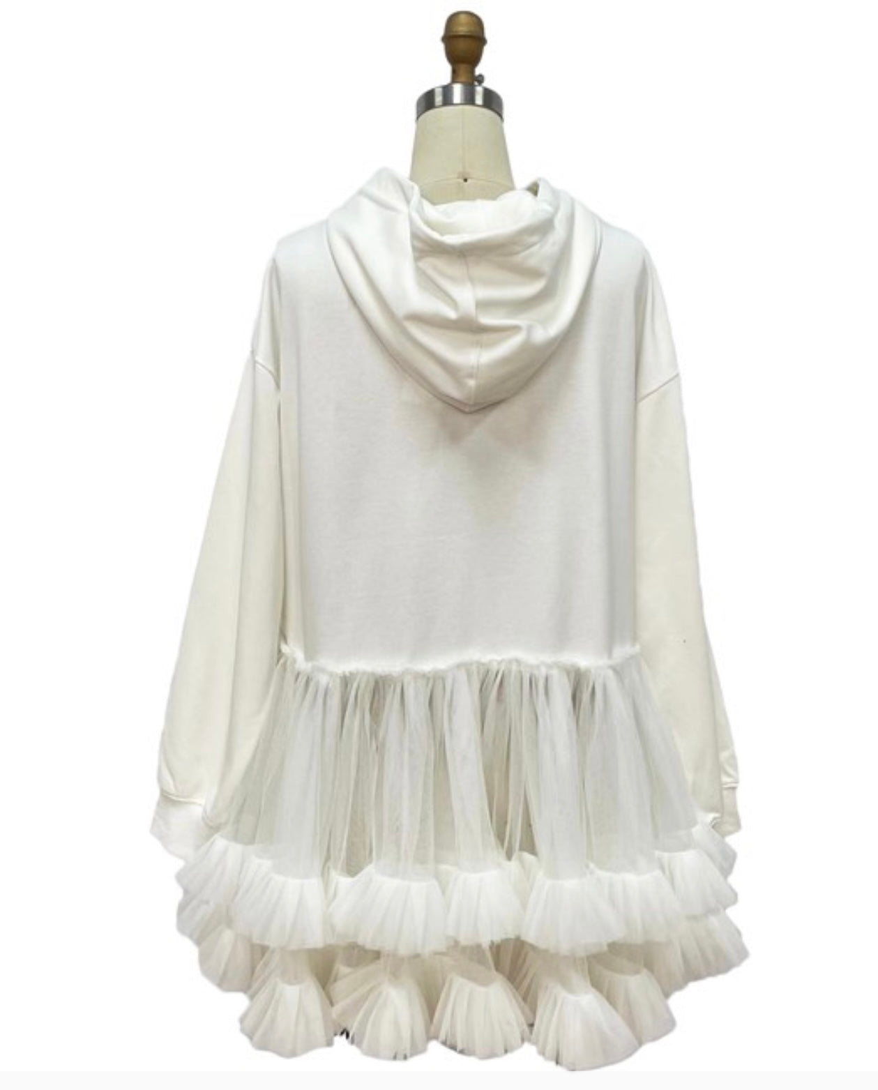 Drama Free Tulle Hoodie_White