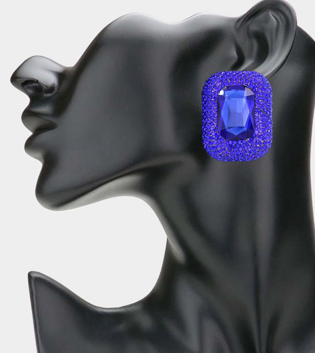 Rectangular Glass Stone Earrings