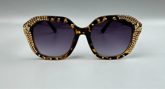 FLOSSY RHINESTONE ROUND SUNGLASSES