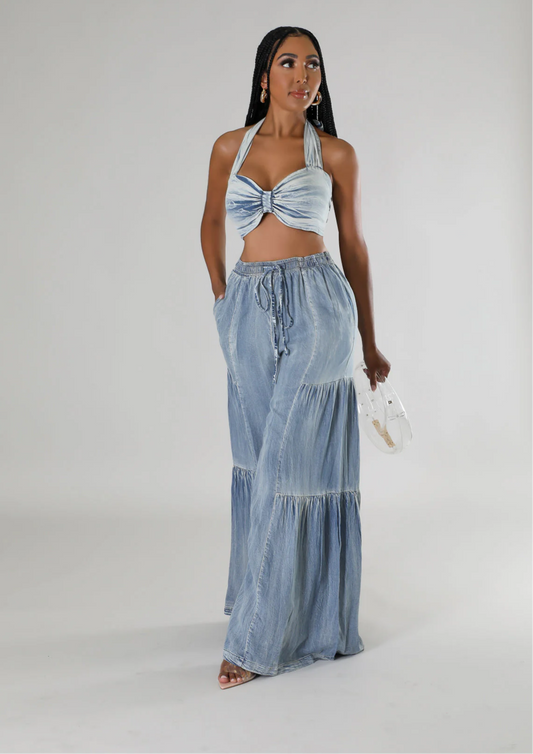 Take Me To The River 2pc Denim Pant Set