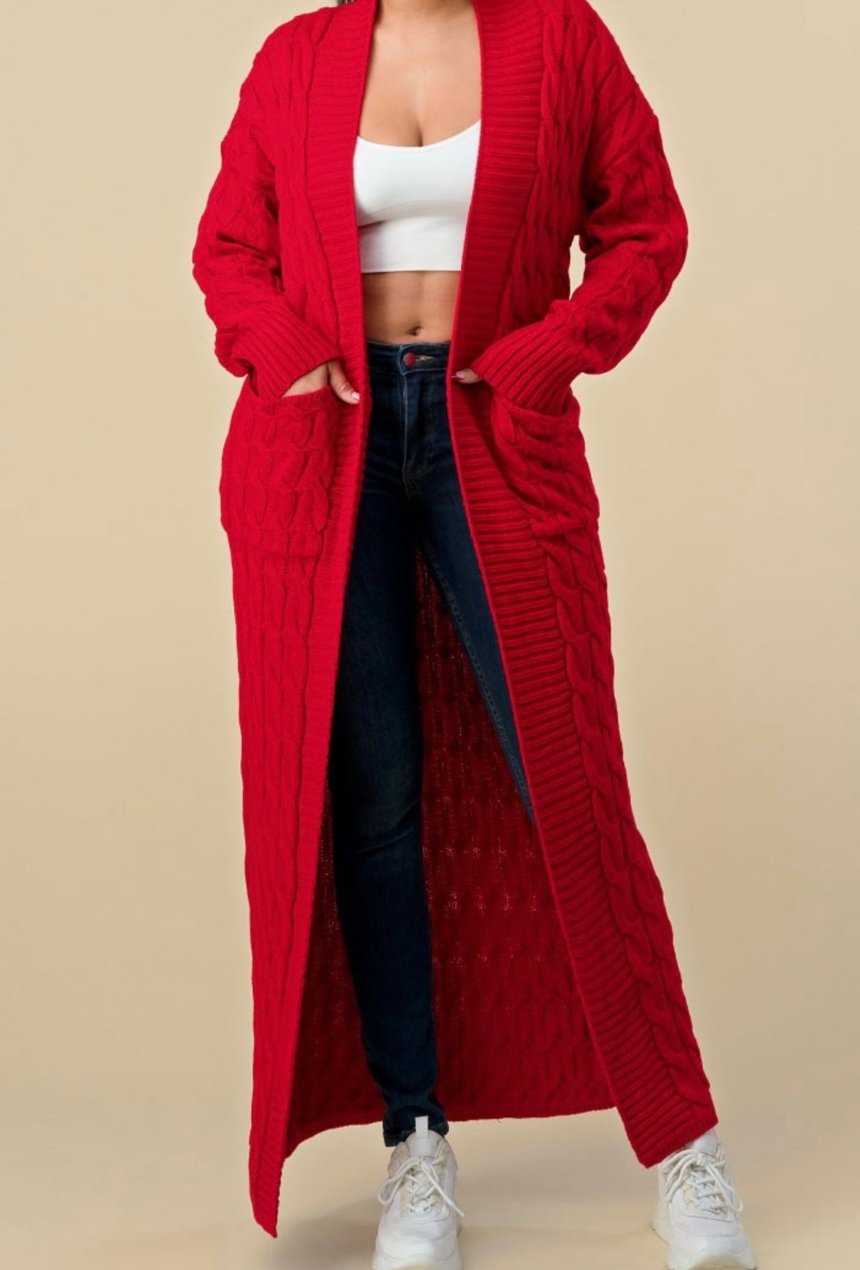 Red Marybelle Cardigan _Red Oversized fit (You can size down )