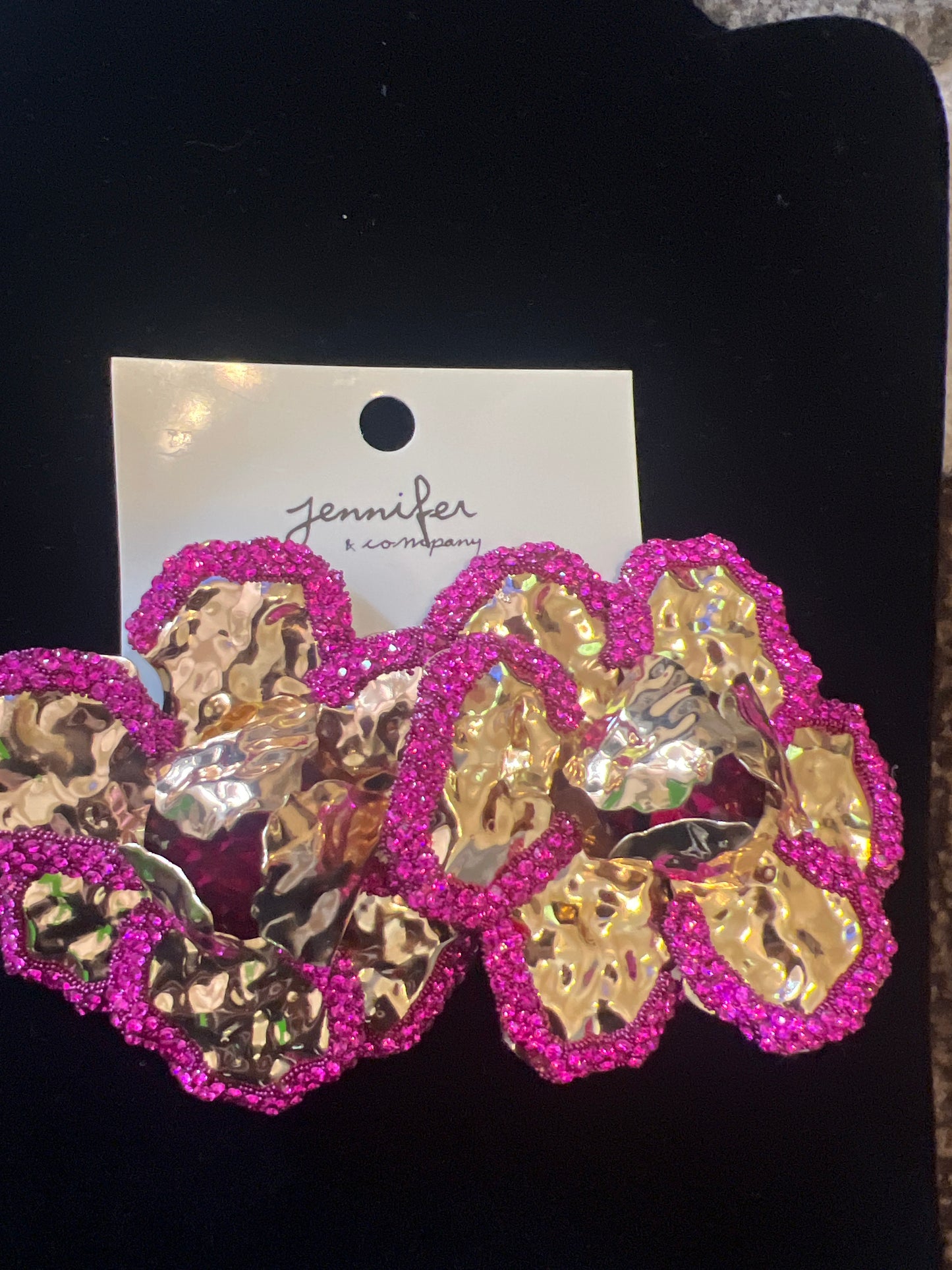 Rose Hammered Metal Flower Shaped Earrings