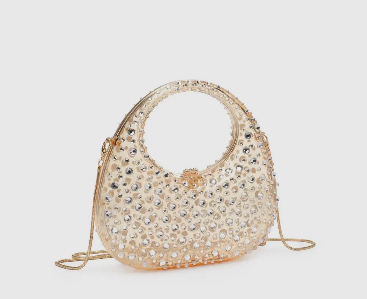 Adorned Lucite Crystal Bag_Gold