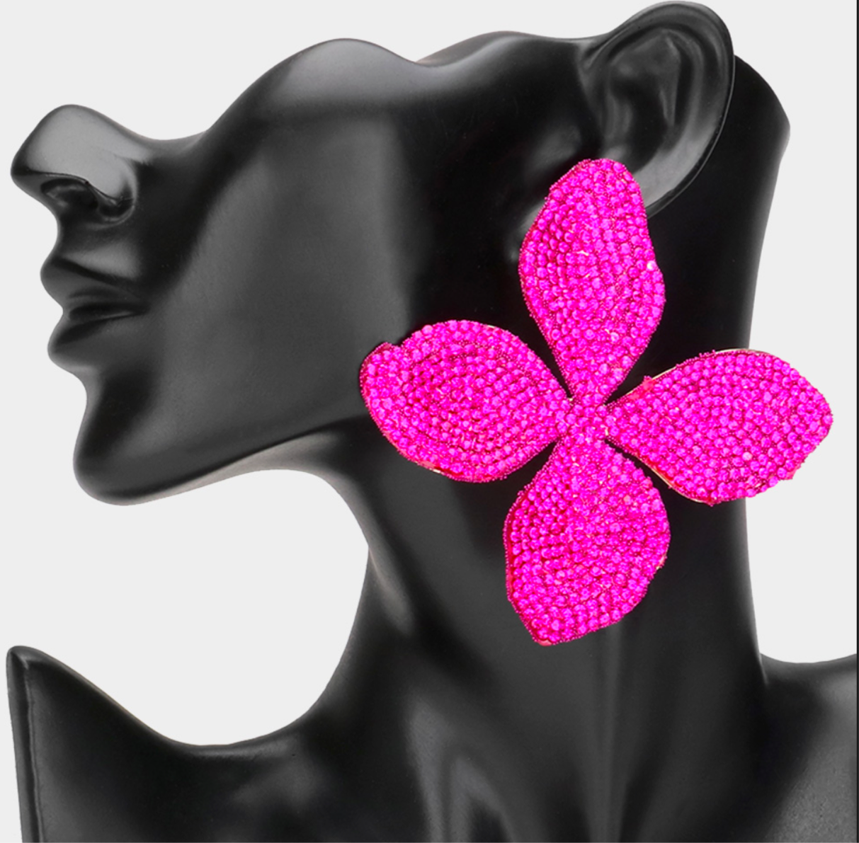 Oversized Bling Studded Flower Earrings