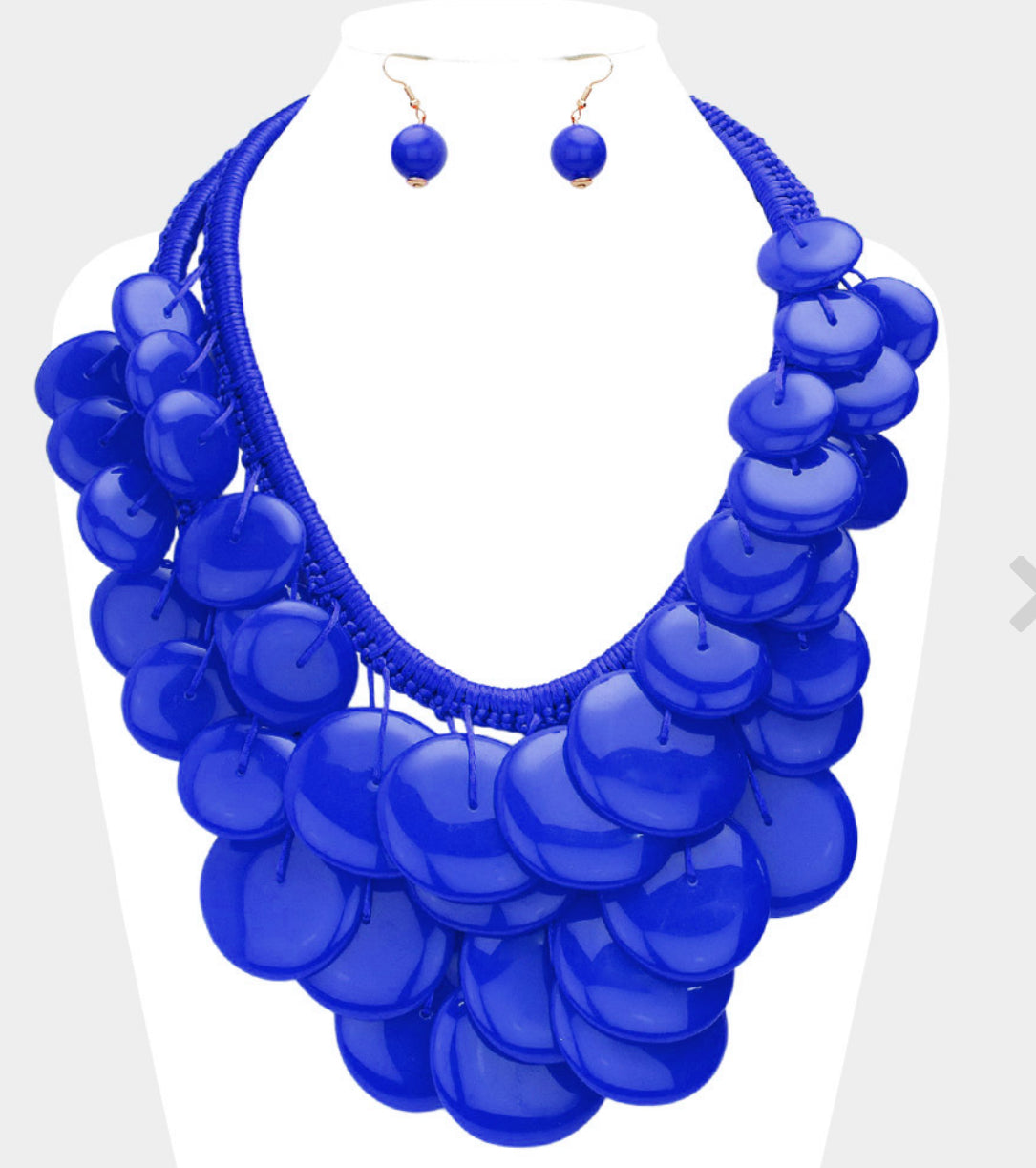 Chunky Oversized Disc Beaded Statement Necklace