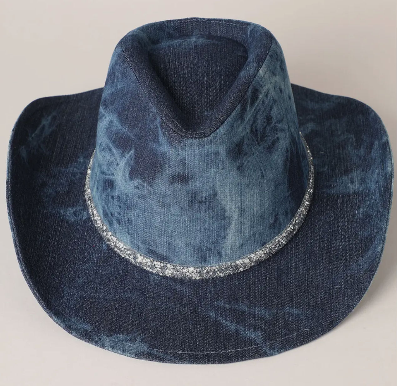 Denim Cowboy Hat w/Rhinestone Band