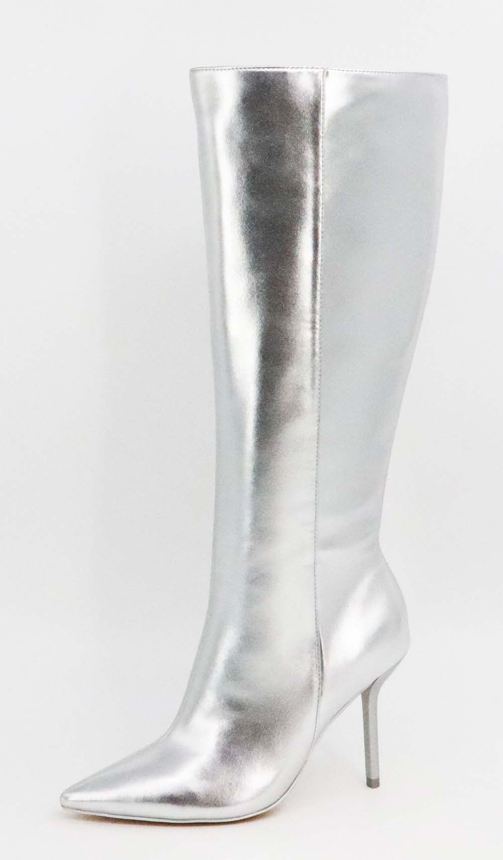 Stiletto metallic  knee-high boots