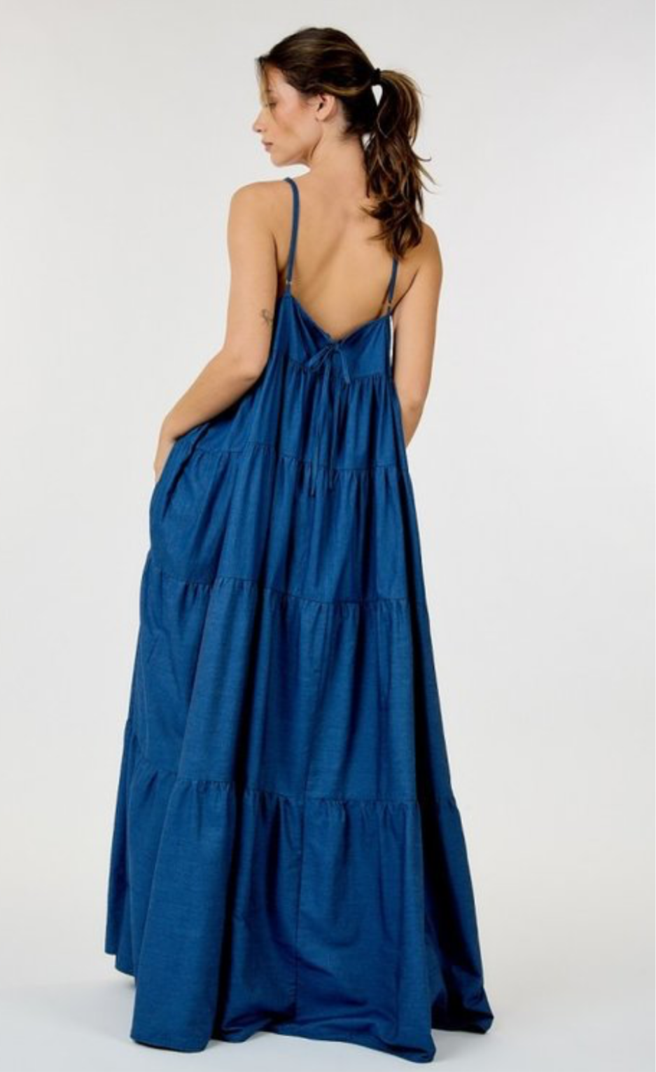 Vado Denim Blue Maxi Dress