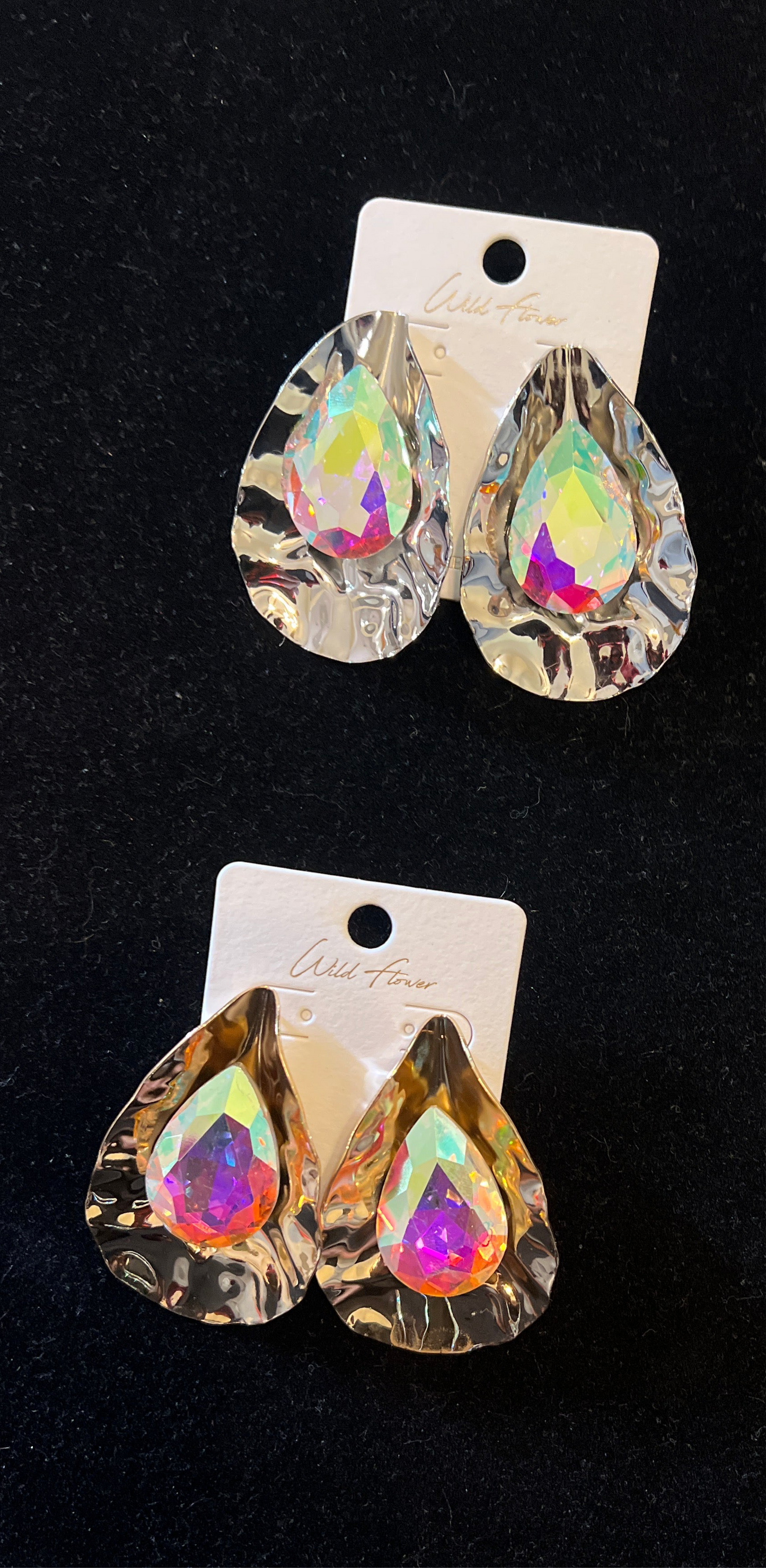 EILEEN BIG TEARDROP EARRINGS AND CRYSTALS