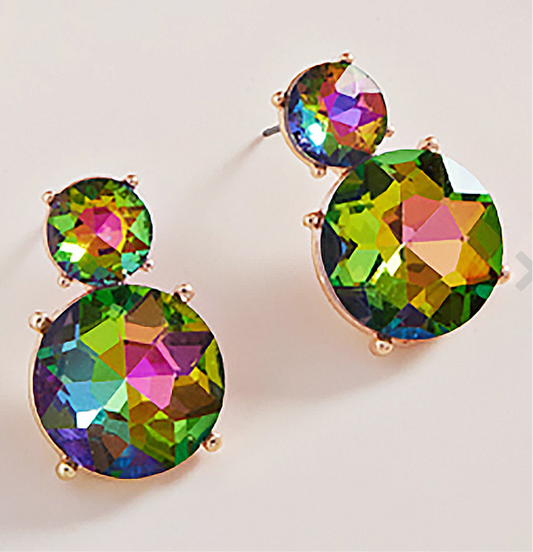 Double Round Crystal Stone Earrings