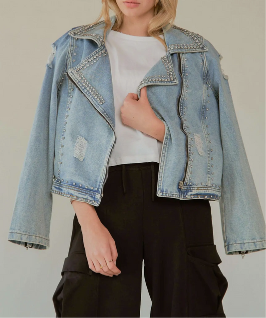 DIAMOND PRINCESS DENIM MOTTOJACKET