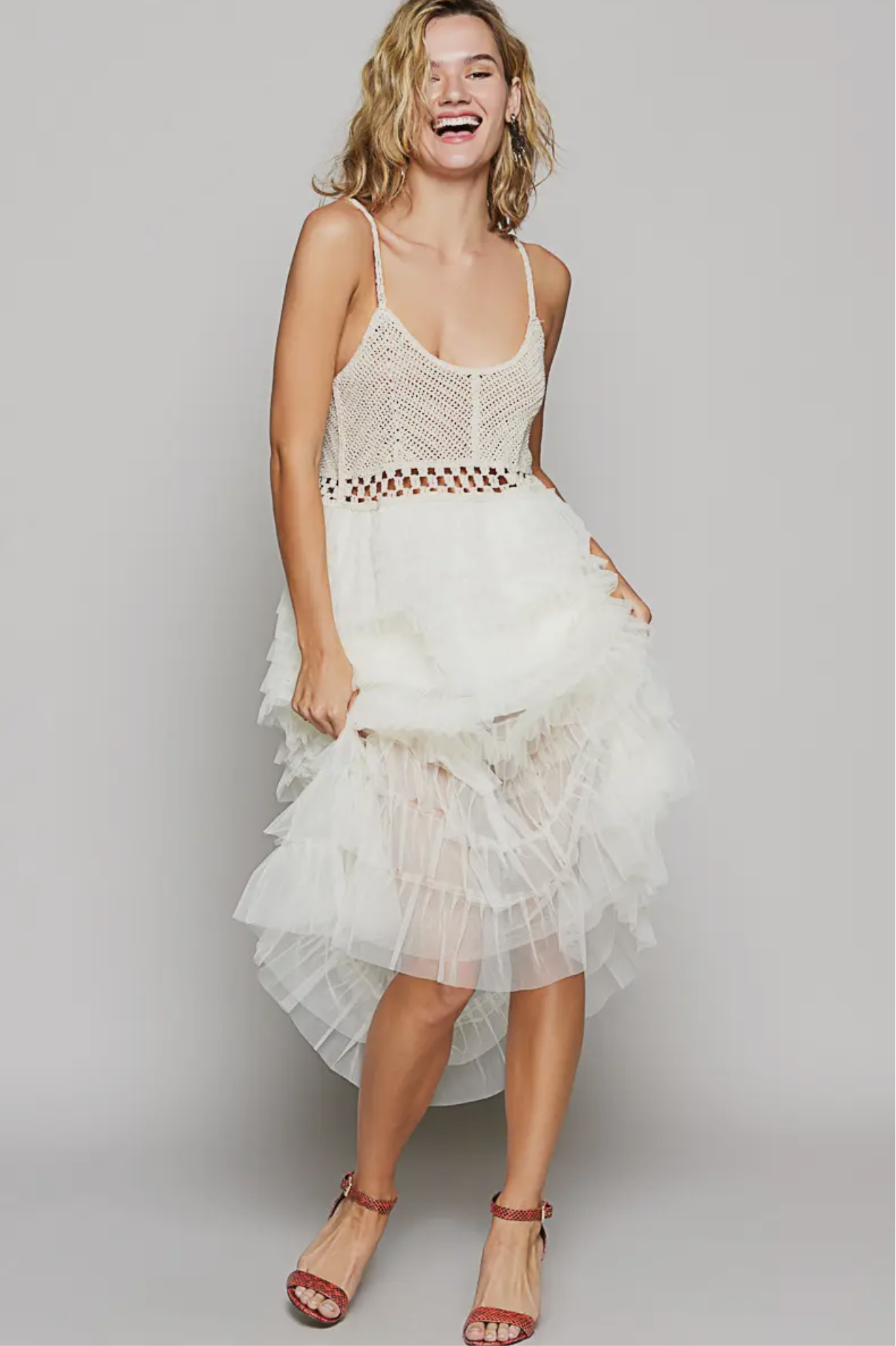 Day Dream Crochet Lace Ruffle Dress_One Size – Mintha's Shoe Boutique