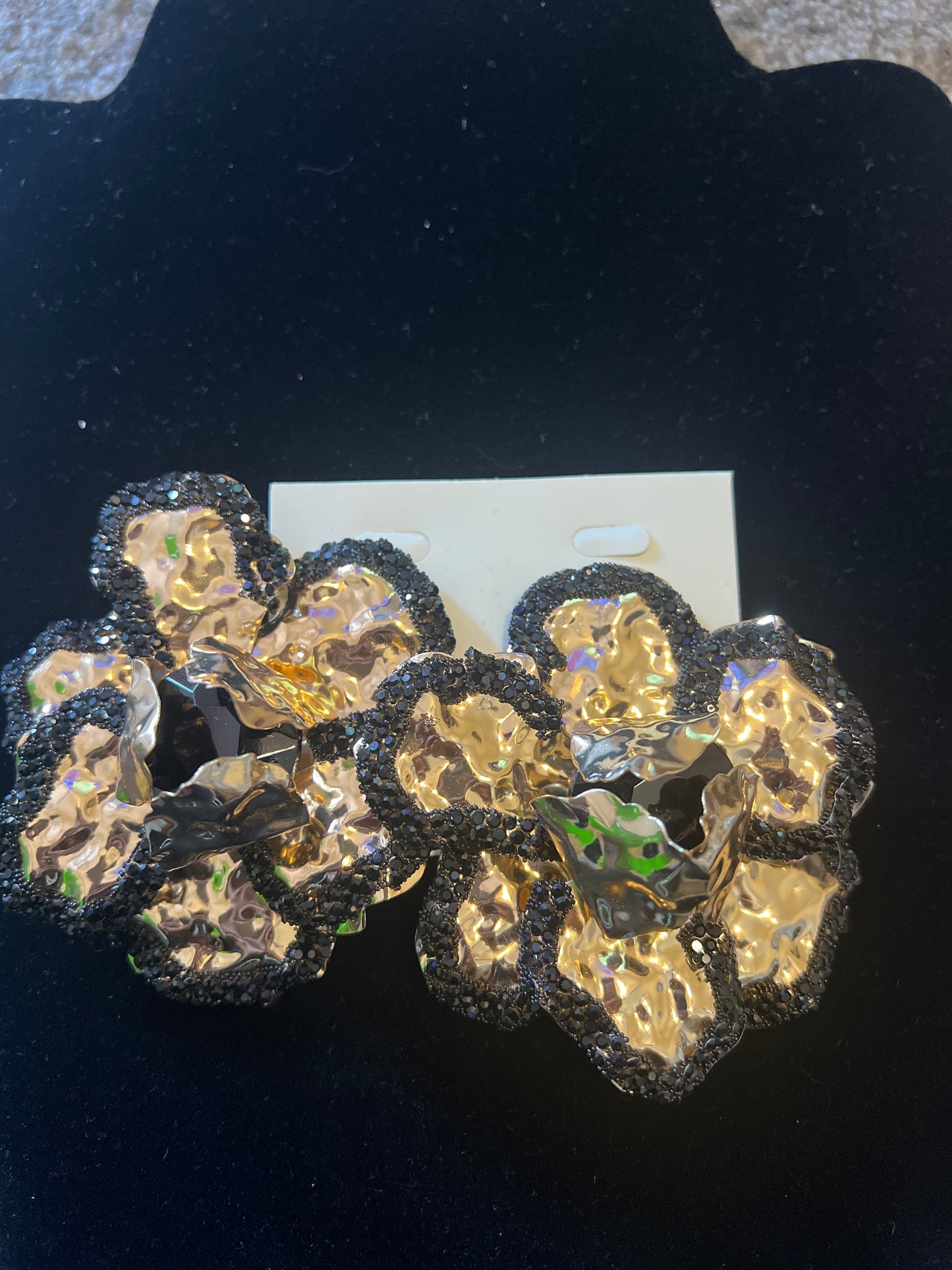 Rose Hammered Metal Flower Shaped Earrings