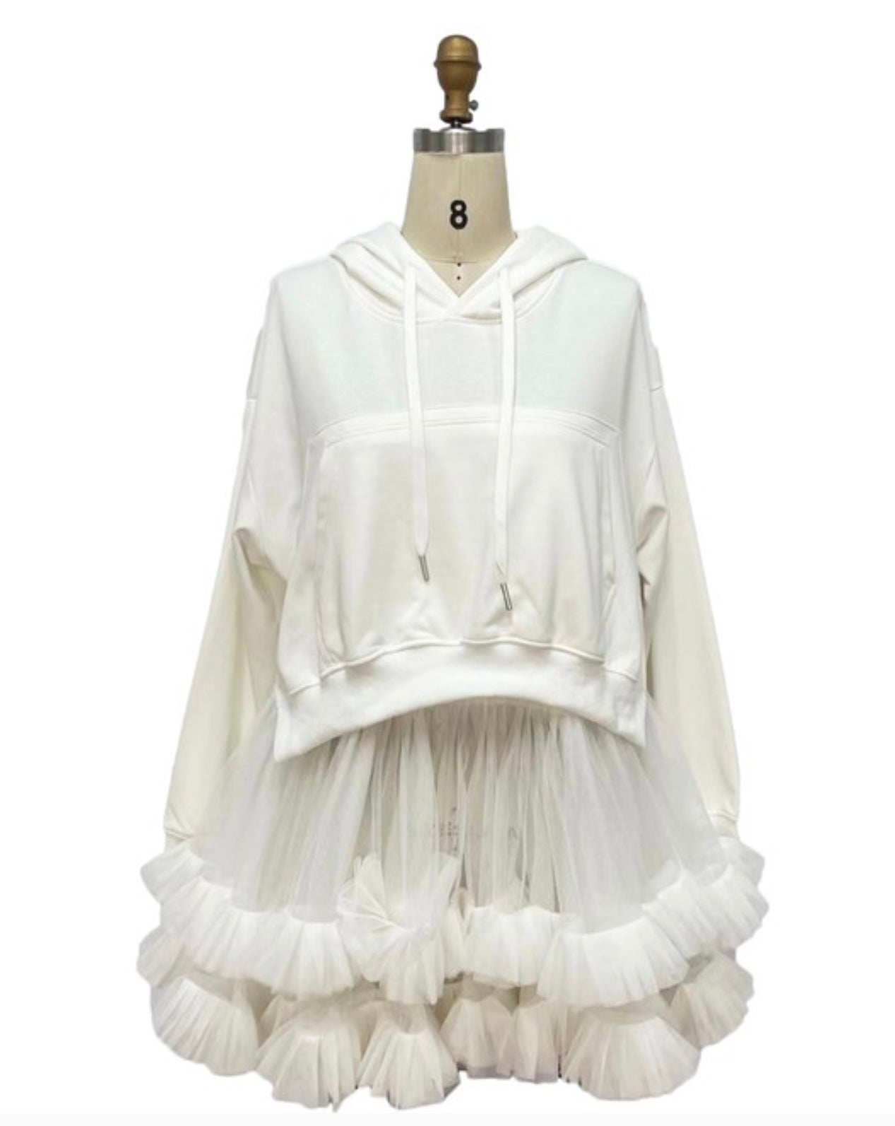 Drama Free Tulle Hoodie_White