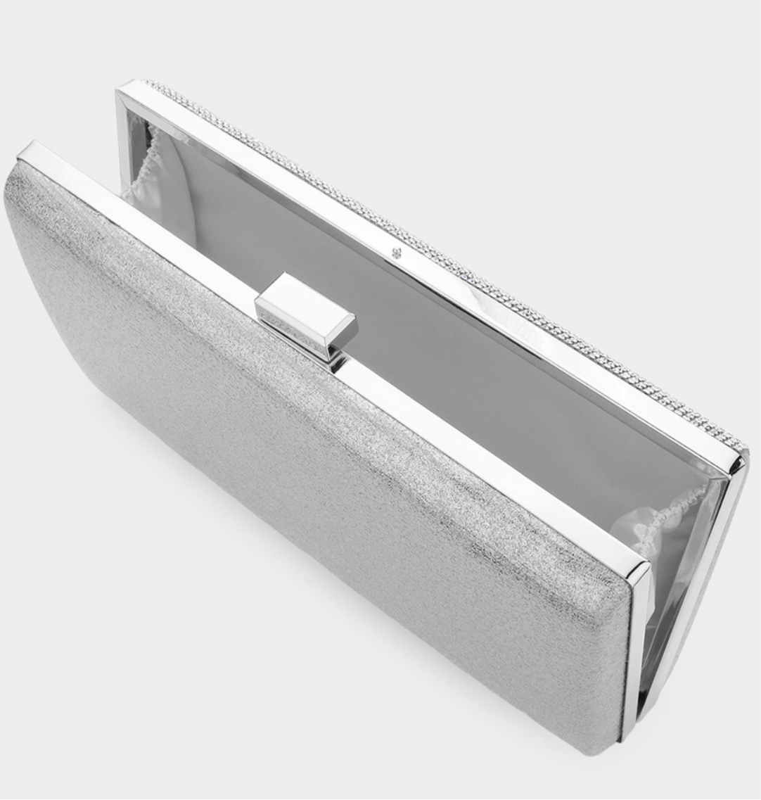 AB Silver Bling Rectangle Clutch / Crossbody Bag