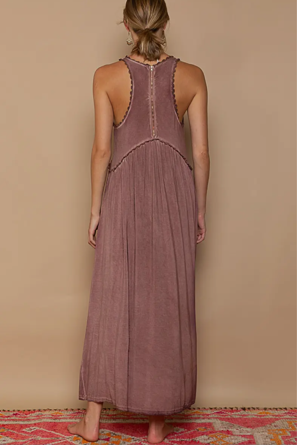 Sleeveless Razor Back Back Zipper Slit Knit Dress