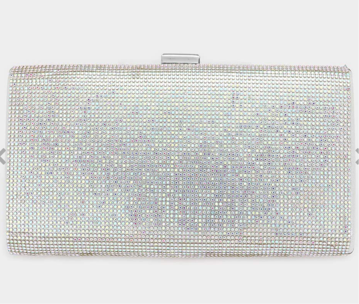 AB Silver Bling Rectangle Clutch / Crossbody Bag