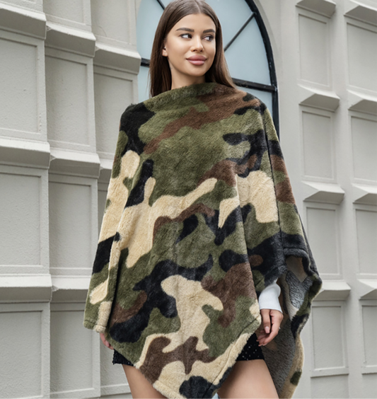 Camo Pattern Poncho Wrap