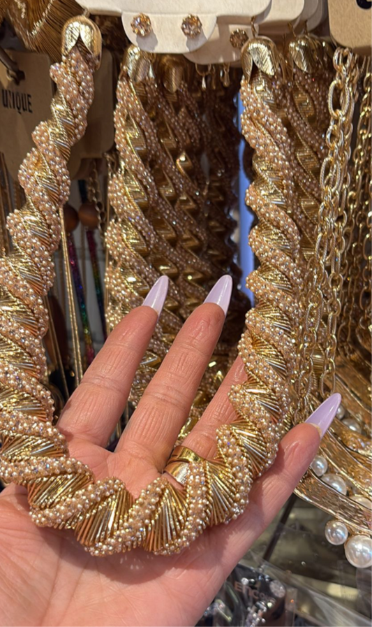 Gold Swirl W/Mini Pearl Set