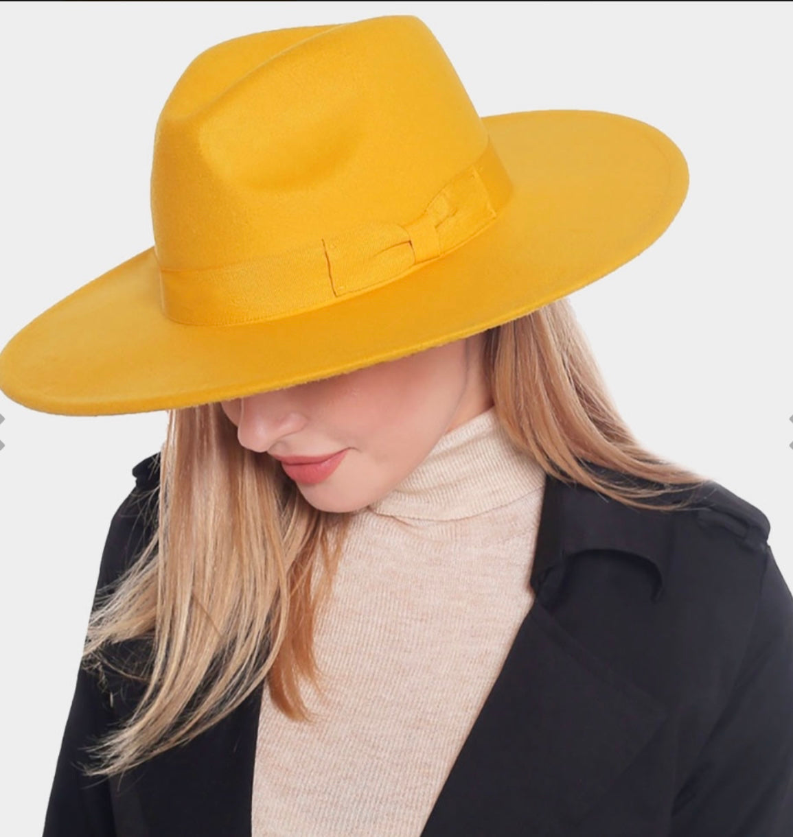 Mustard Bow Band Pointed Solid  Hat