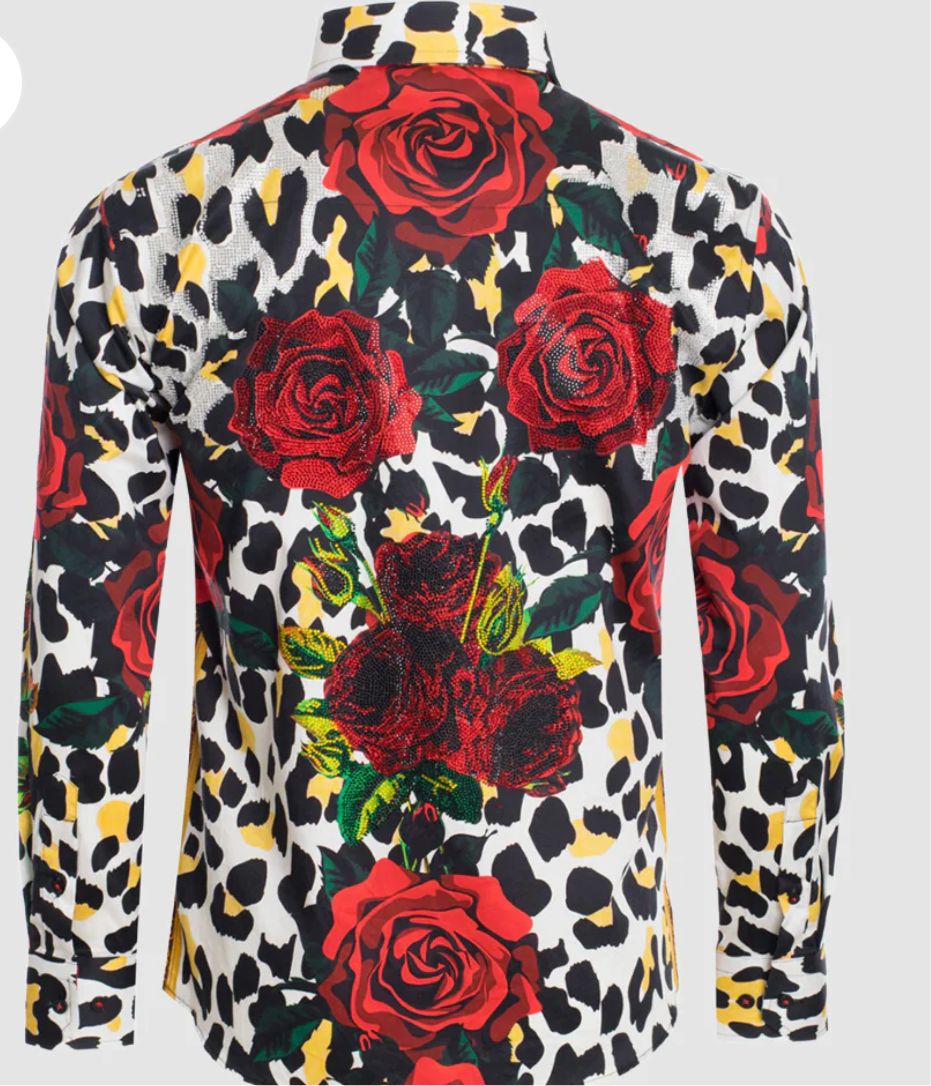 Red Roses RHINESTONE LONG SLEEVE SHIRT