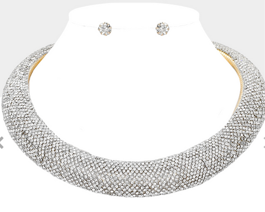 Rhinestone Paved Chocker Necklace