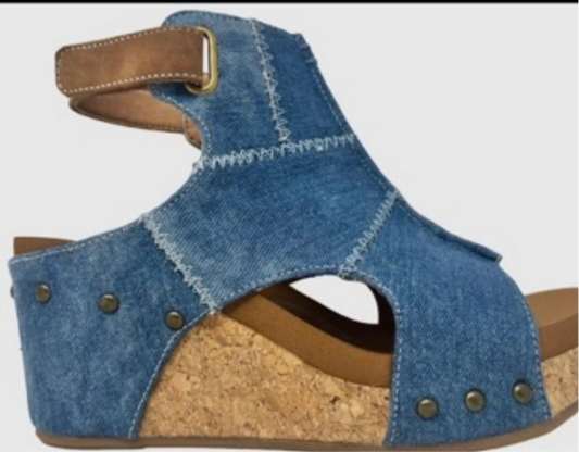 Denim Wedge Sandal