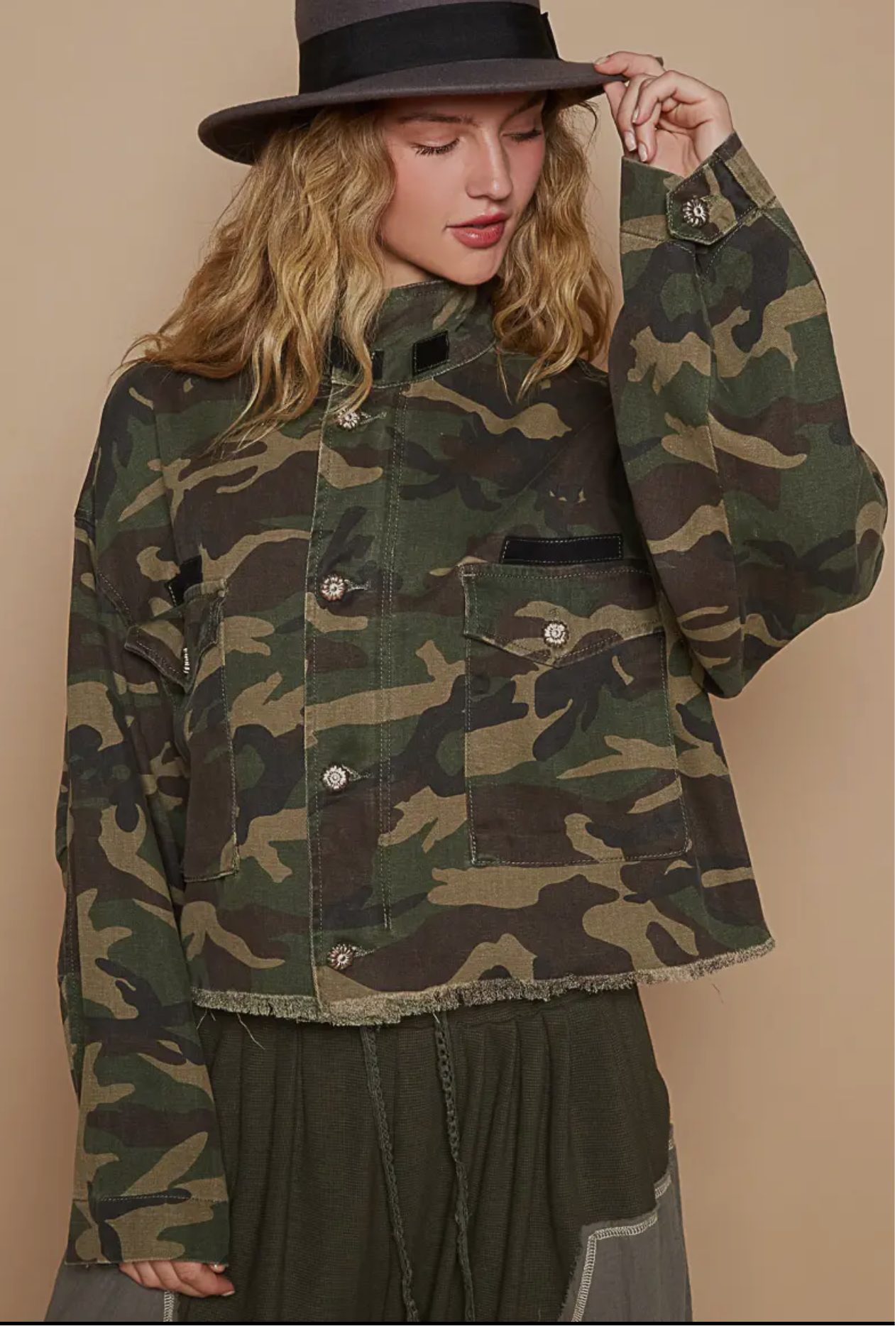 Tobi Oversized Camouflage Cropped Jacket