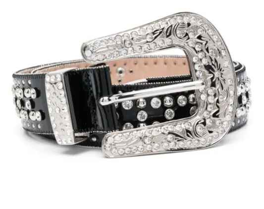 Blazing Hot Black Rhinestone Buckle Belt