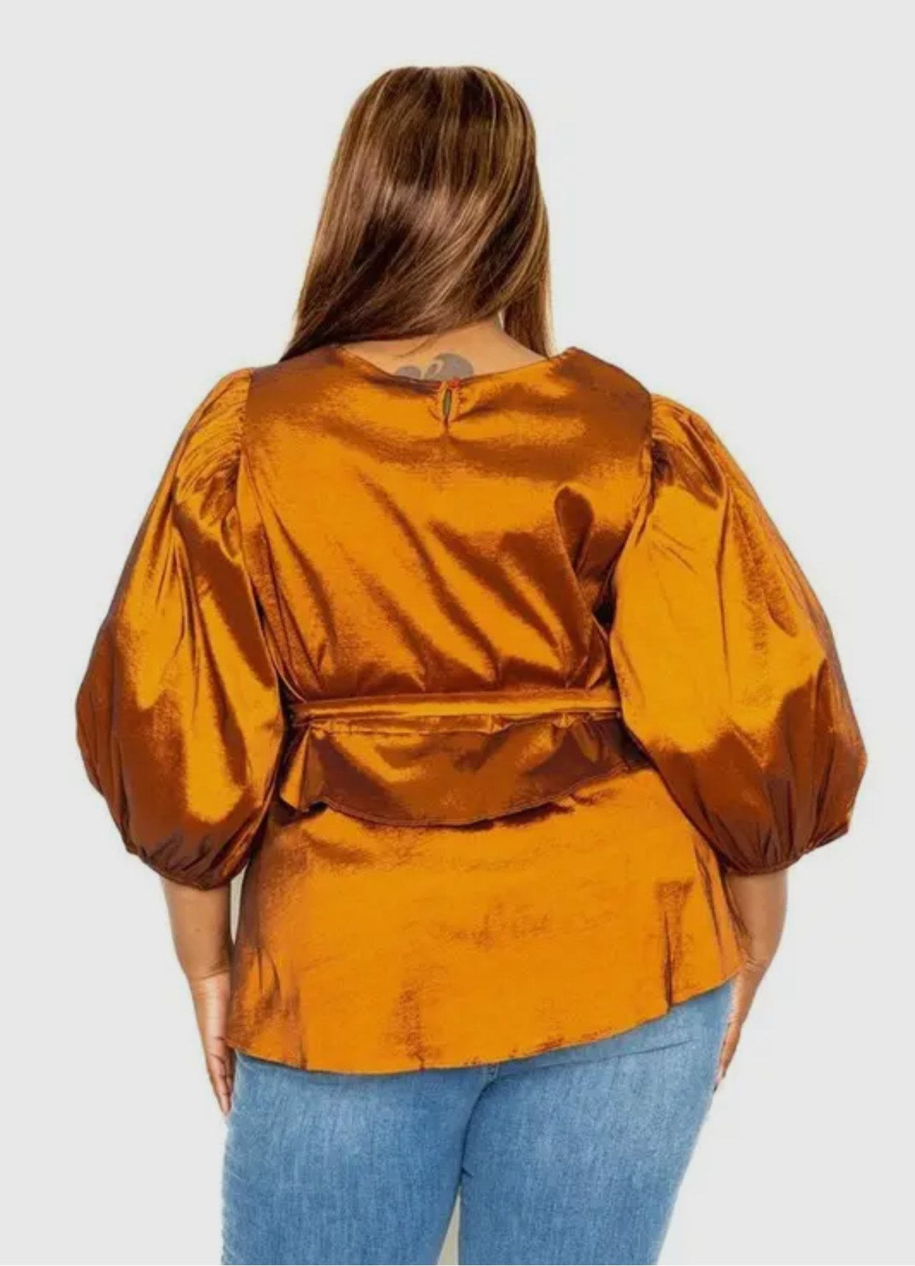 TIE WAIST VOLUMINOUS SLEEVE BLOUSE