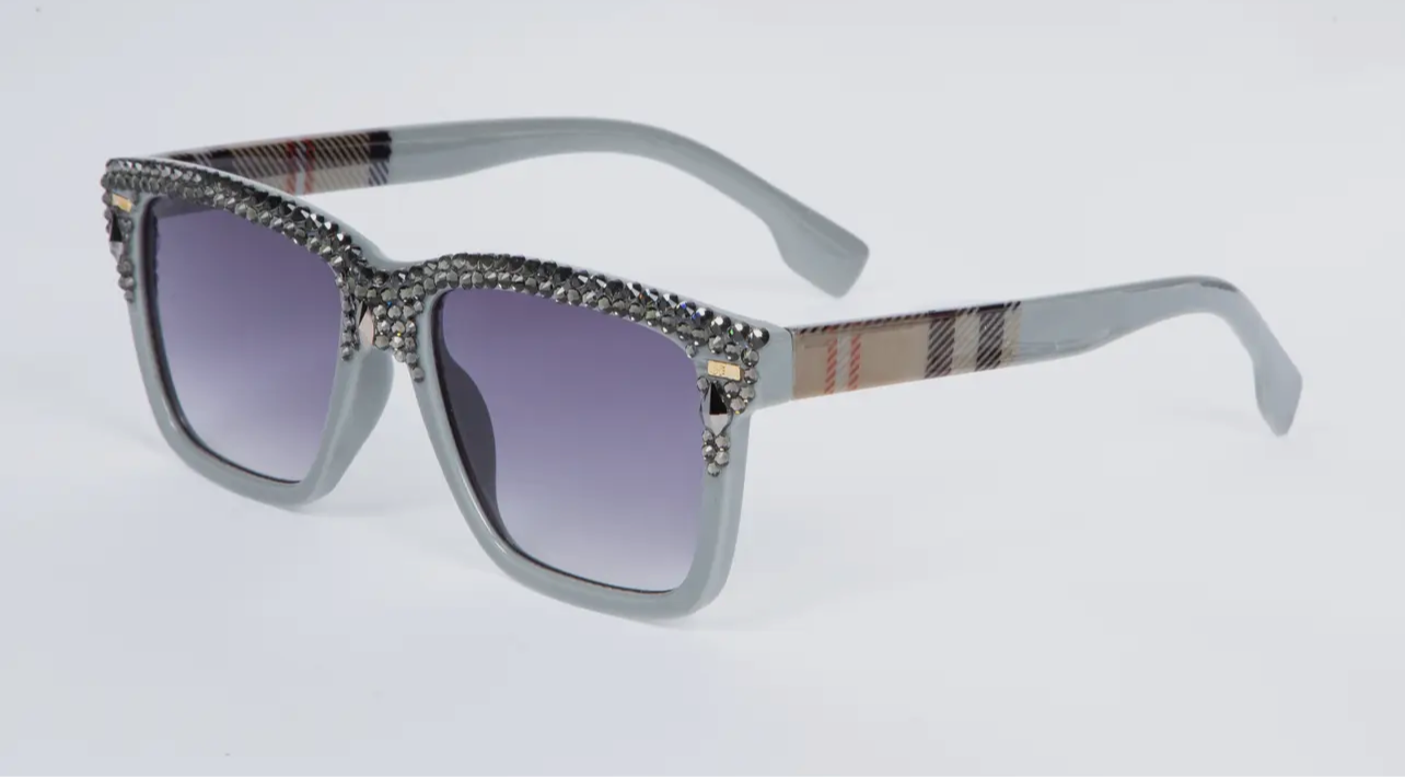 Grey Rhinestones Sunglasses