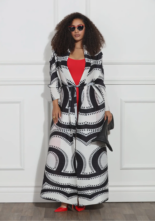 Maxine Black White High Style Print Duster