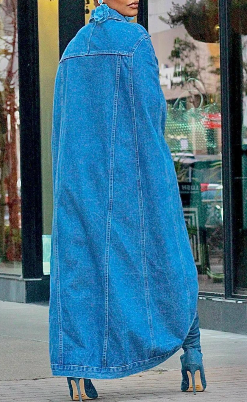 Talk to Me Denim Maxi Poncho